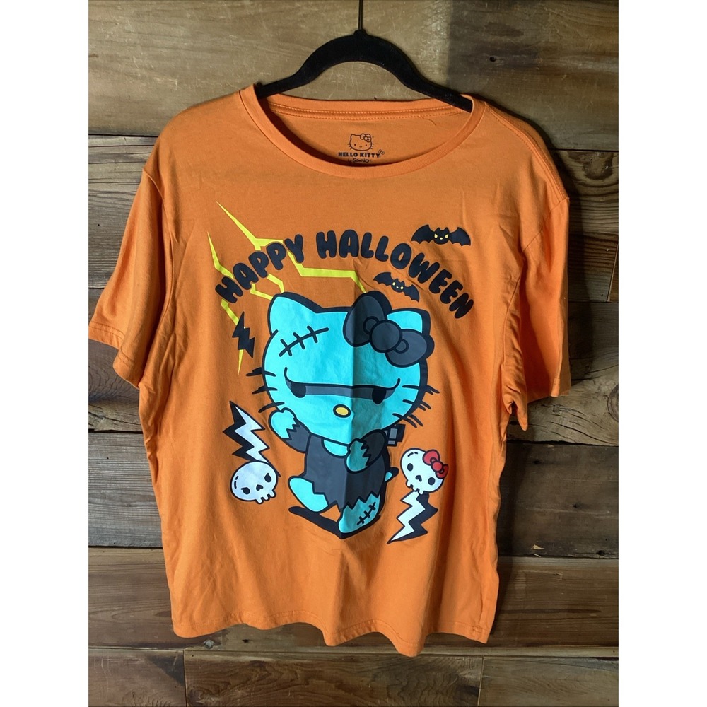 Hello Kitty Sanrio Halloween T-Shirt Adult X-Large Orange Frankenstein Monster - Picture 3 of 3